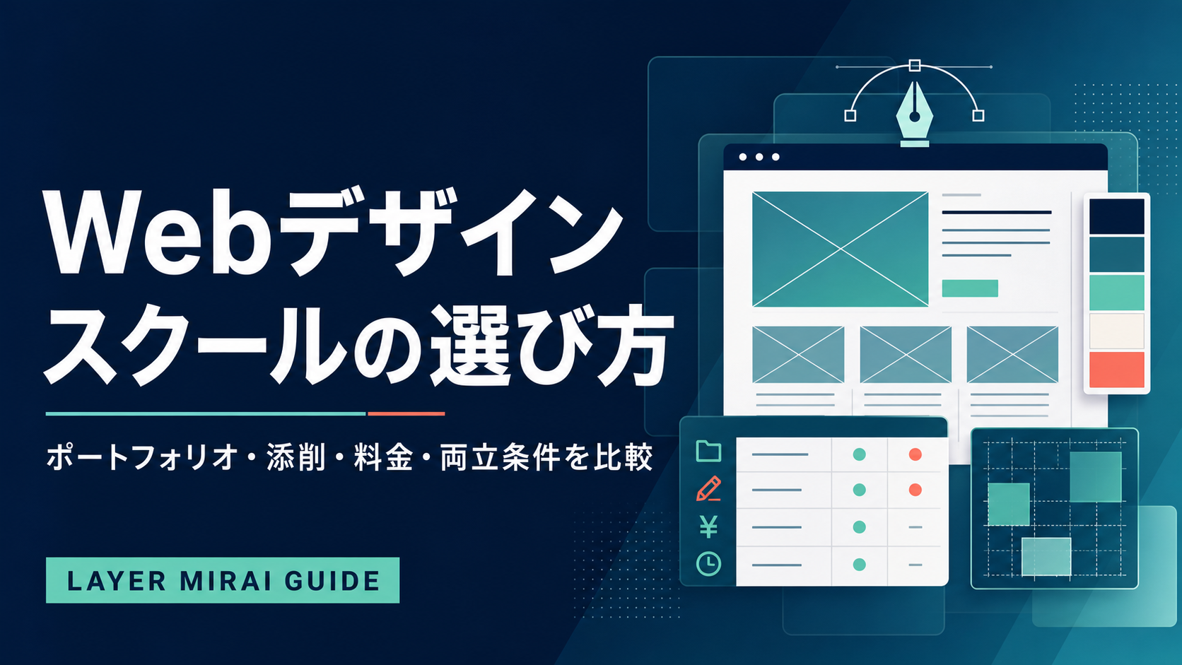 Webデザインスクールの選び方を表すLayer Miraiの比較ガイド